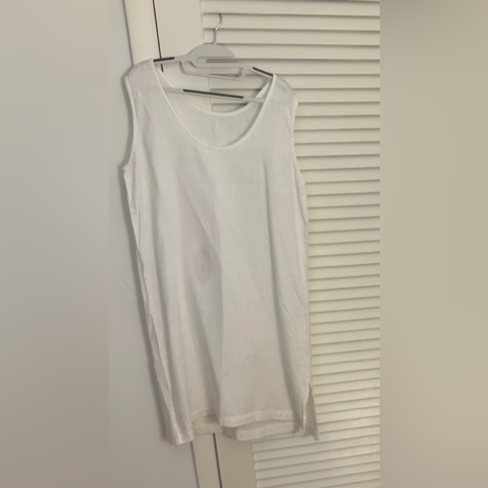 All linen scoop neck sleeveless dress